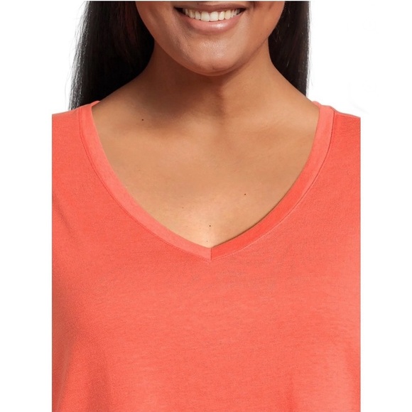 Terra & Sky Women's Plus Core V-Neck Short Sleeve Tee Size 1X (16W-18W) Orange - Picture 6 of 12